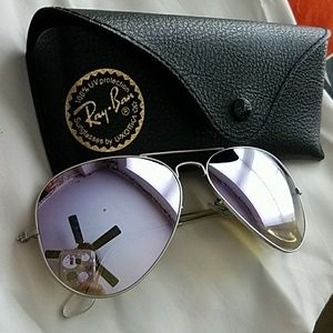 Authentic Ray-Ban Aviators - Purple/Silver